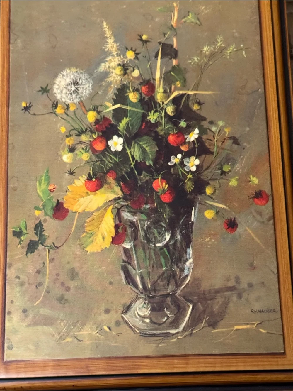 Framed Floral Still Life Wall Art in Brown
